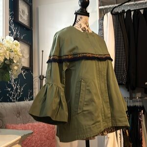 FANTASTIC, ZARA , green fall jacket with detailing in the front and back SizeM